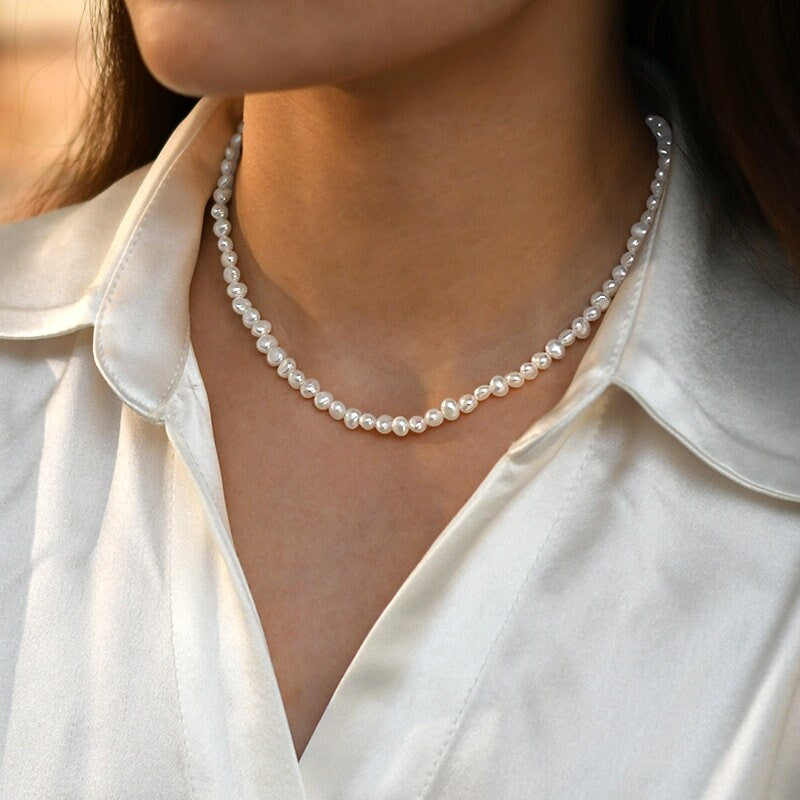 Boho Irregular Pearl Chain Choker Necklace