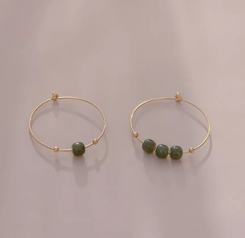 Natural Jade Beaded Bracelet with Gold Filled Bead – Shanali Jewelry