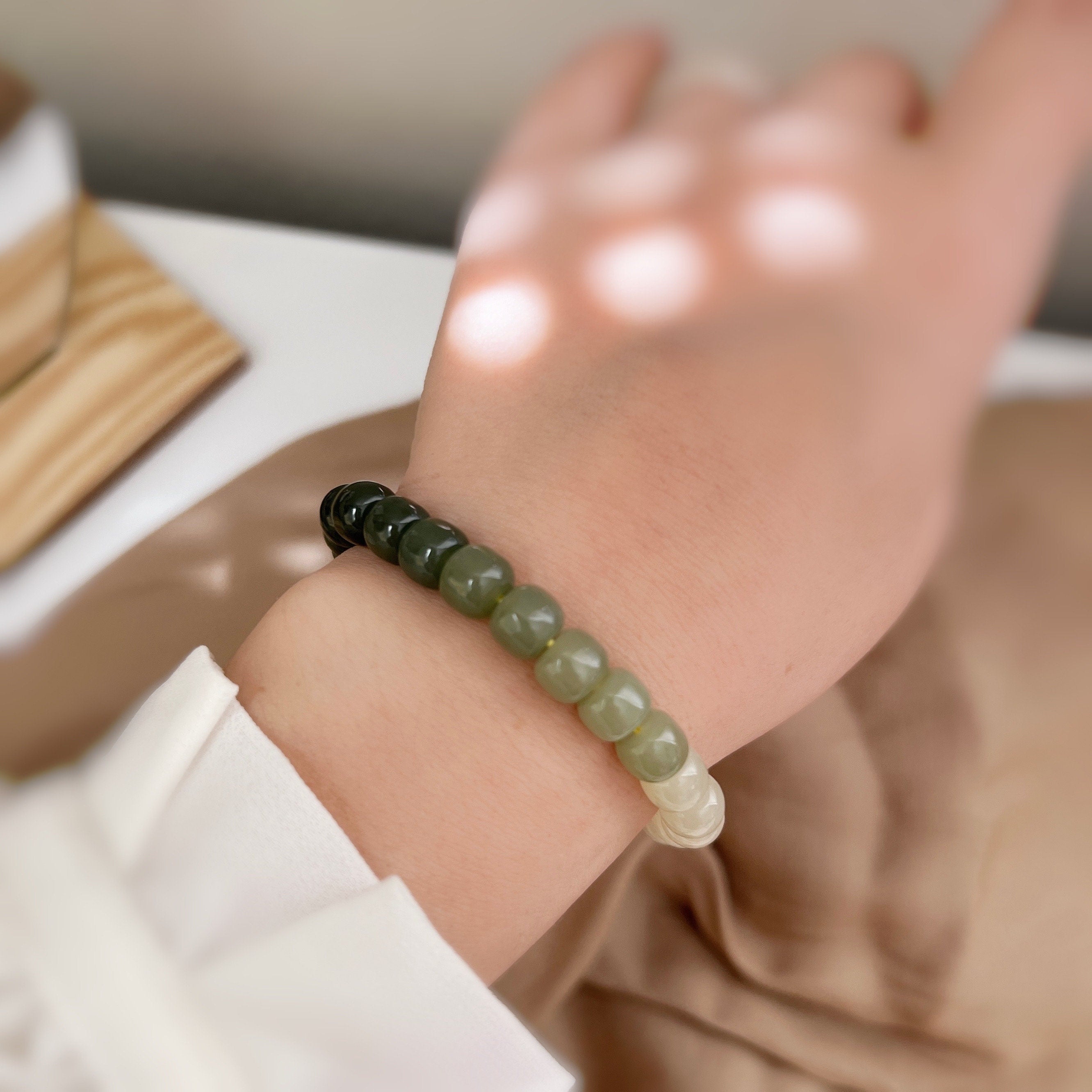 Pure Jade Bangle Bracelet - Healing & Protecting | Buddha & Karma