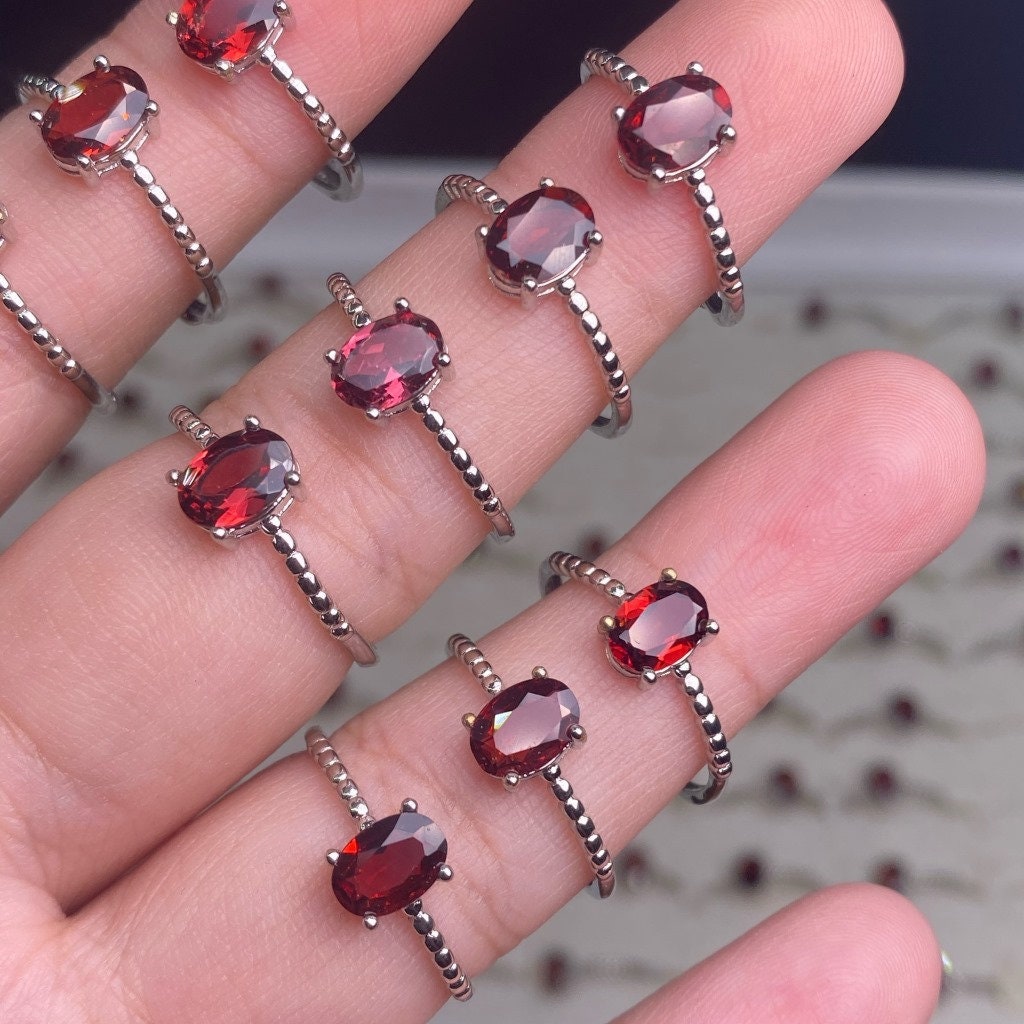 nihngvjm Floral Ring Cluster Stone Rings Flower Pink Rings Ring Adjustable  Stone for Women Dainty Stackable Red Open Rings Rings Vintage Rings (Color