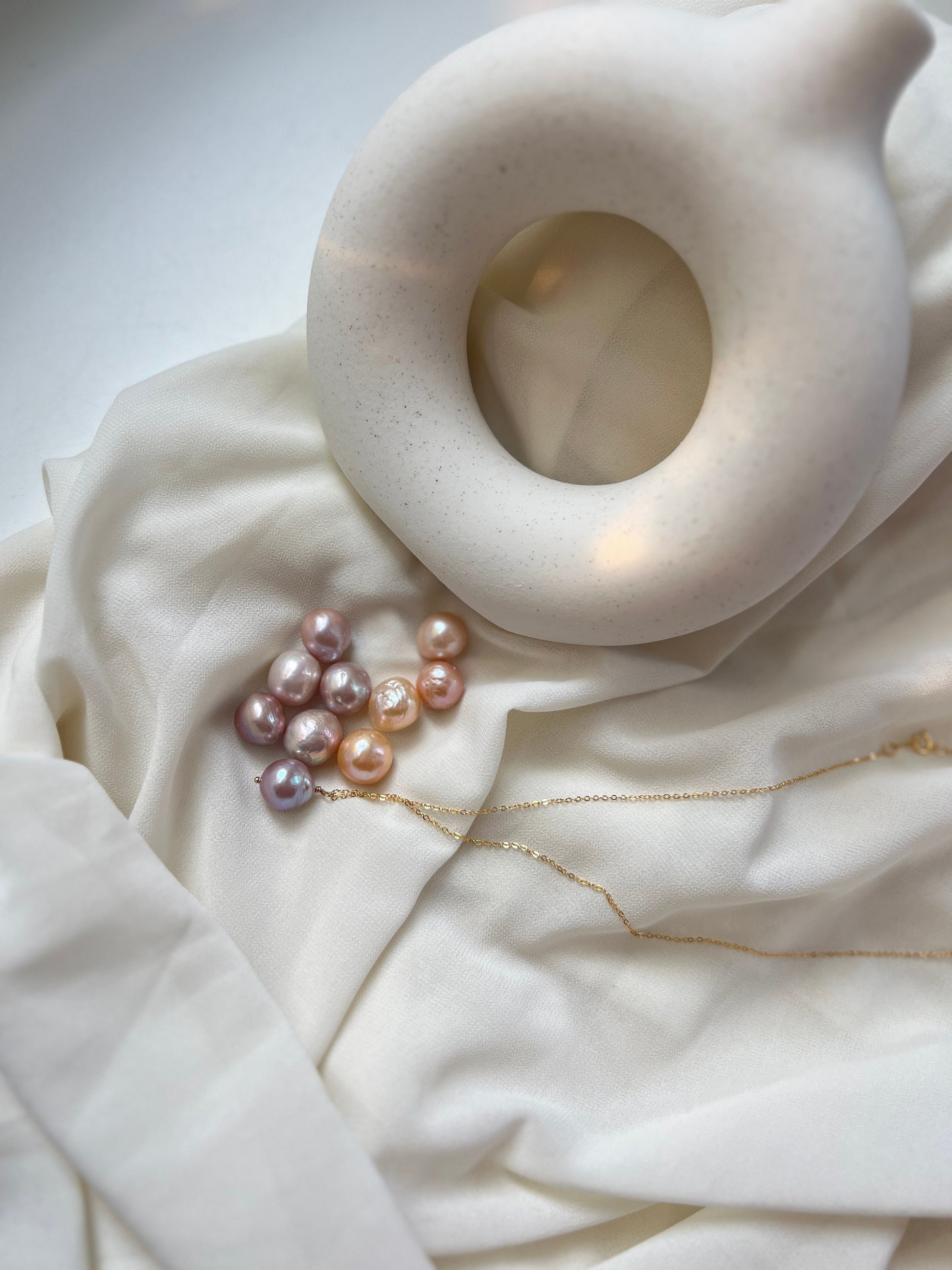 14K Gold-plated White Pink Austrian Pearl Earrings for Girls